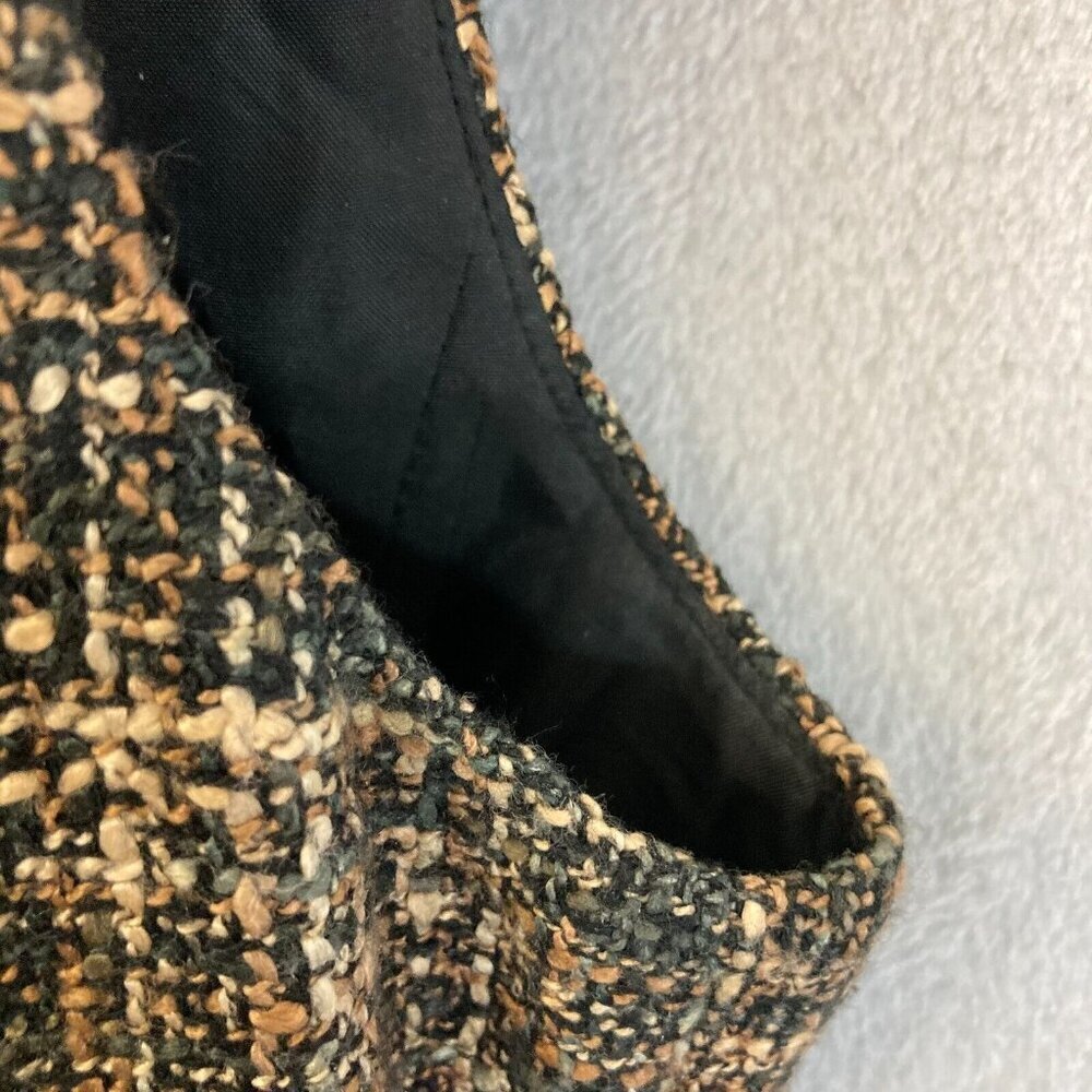 Vintage Newport News Tweed Sheath Dress Size 4 Knee Length Brown Lace Trim Retro - Picture 8 of 14
